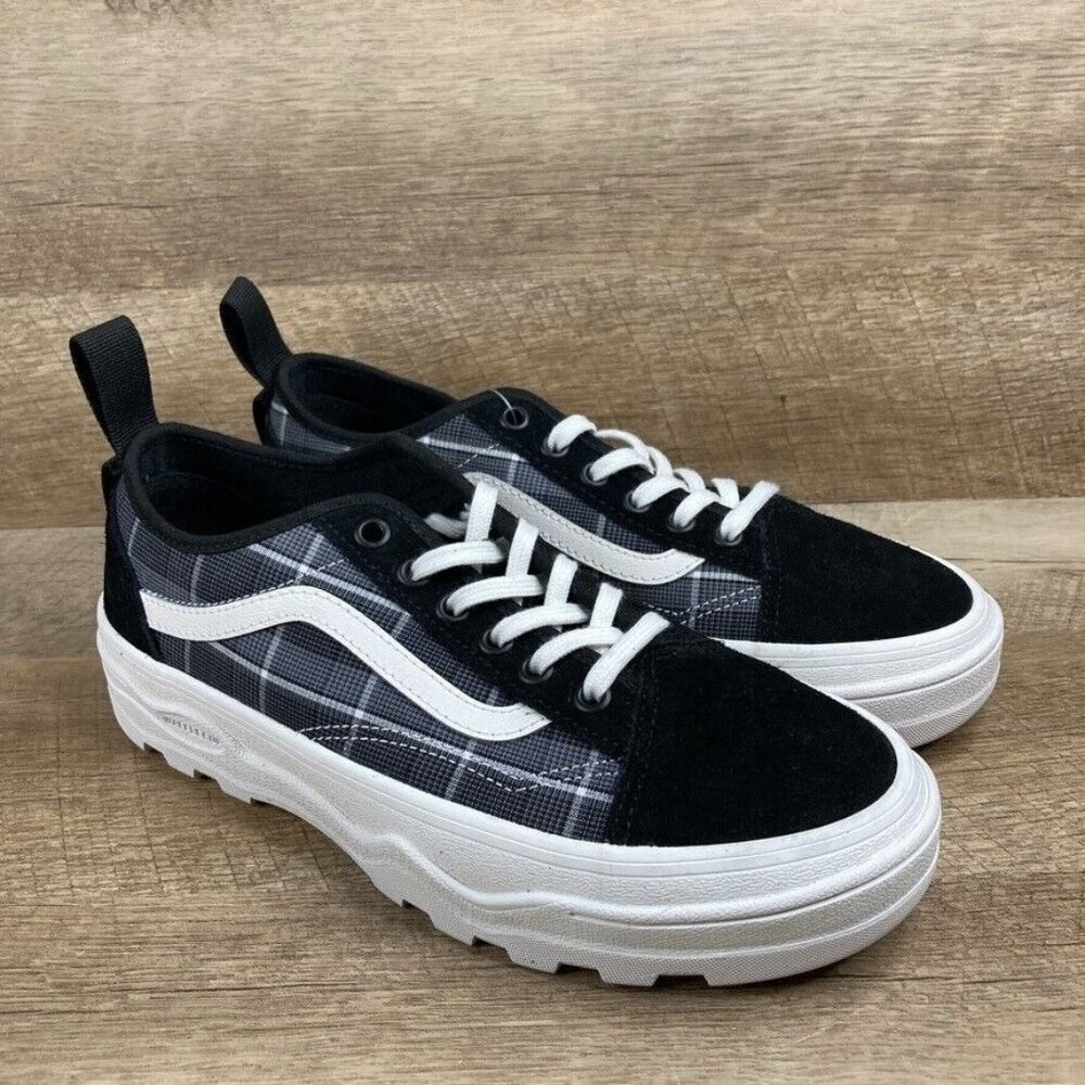Vans Black & White Plaid Old Skool Platform Sneakers